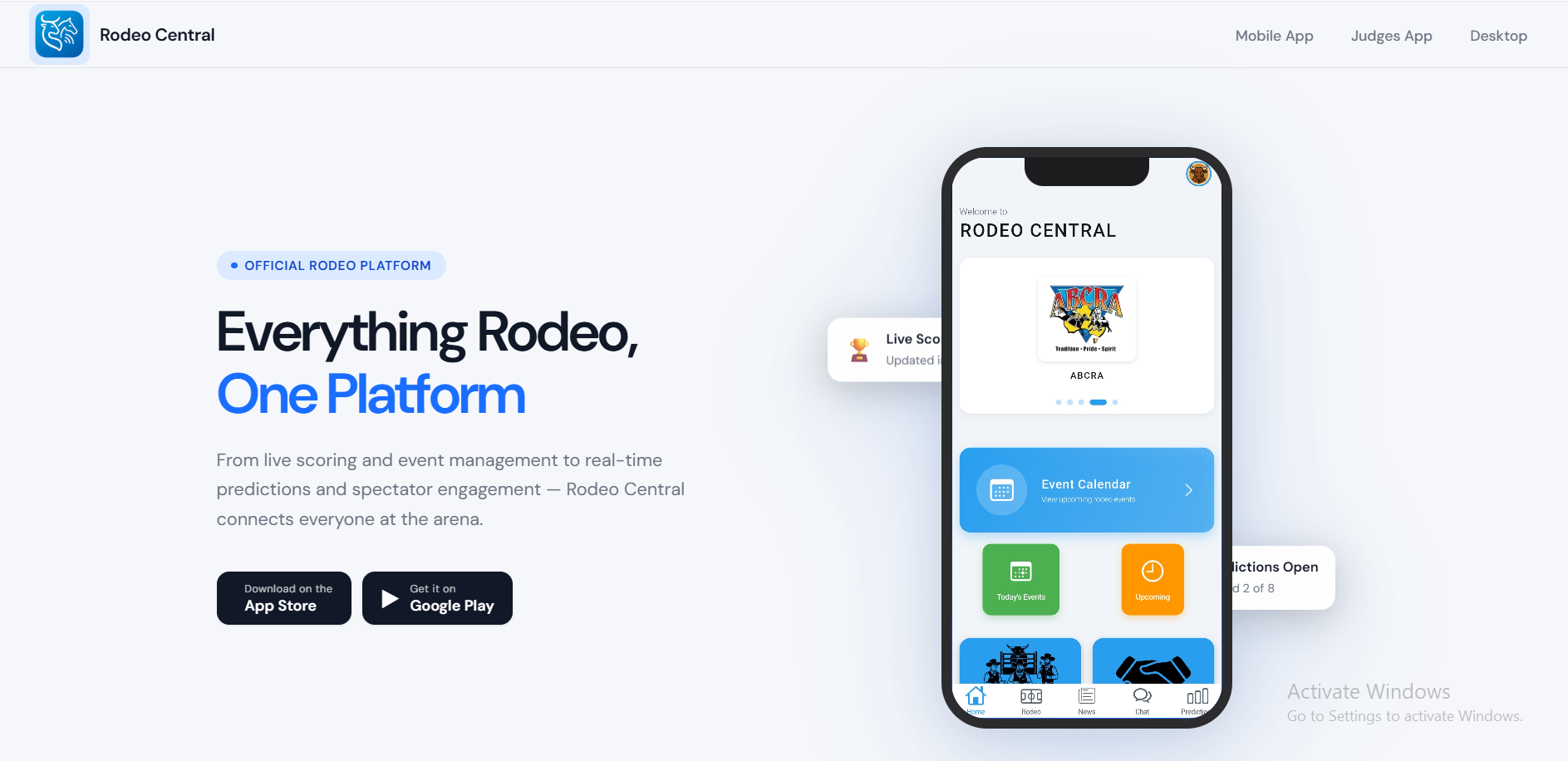 Rodeo Central FlutterFlow mobile app